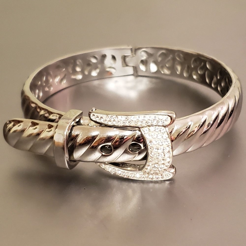Vintage St.Steel  Bangle Belt Crystal Bracelet